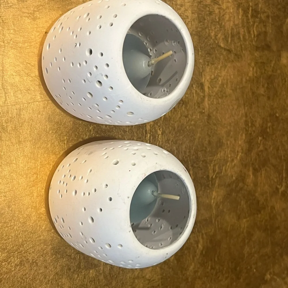 West Elm Perforated White Candle Holder (One Only)